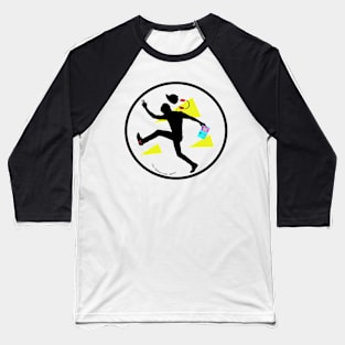 Graphic Black Silhouette & Headphones - Game Boy 80s & 90s Geek & Gamers | Neon Colors Baseball T-Shirt